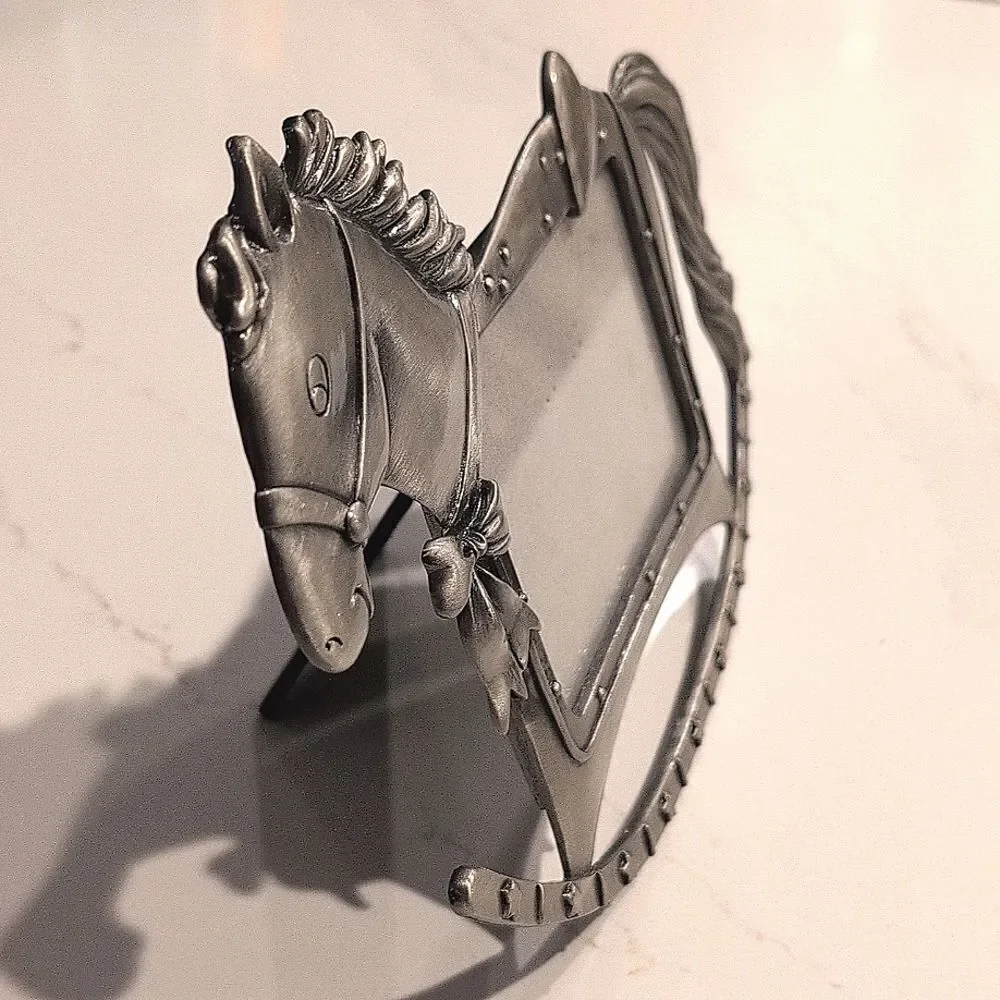 Silver Rocking Horse Picture Frame Holds 3